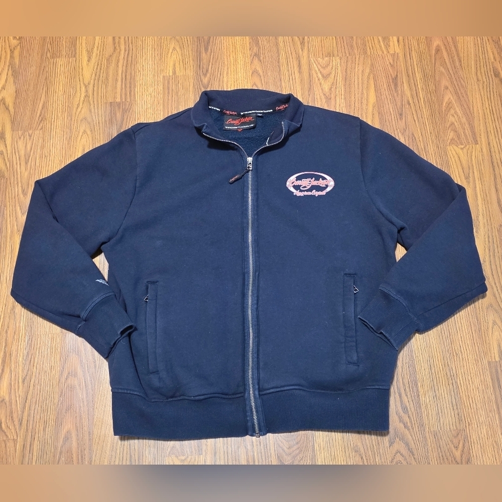 Barrett-Jackson Men’s XL Navy Full-Zip Spell Out Sweater Collector Car Auctions